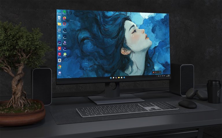 Desktop Wallpaper 1542 - Dreamy Moonlit Night Portrait Wallpaper