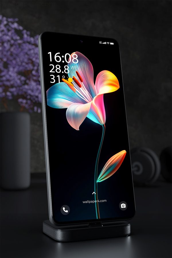 Colorful Neon Flower on Dark Background - Wallpaper 1301