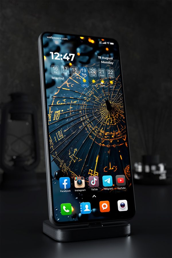 Phone Wallpaper 1349 - Mystic Umbrella with Glowing Symbols