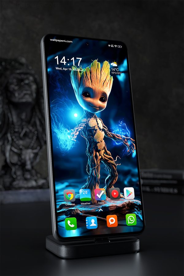 Phone Wallpaper 1351 - Cute Tree Character with Glowing Magic Power