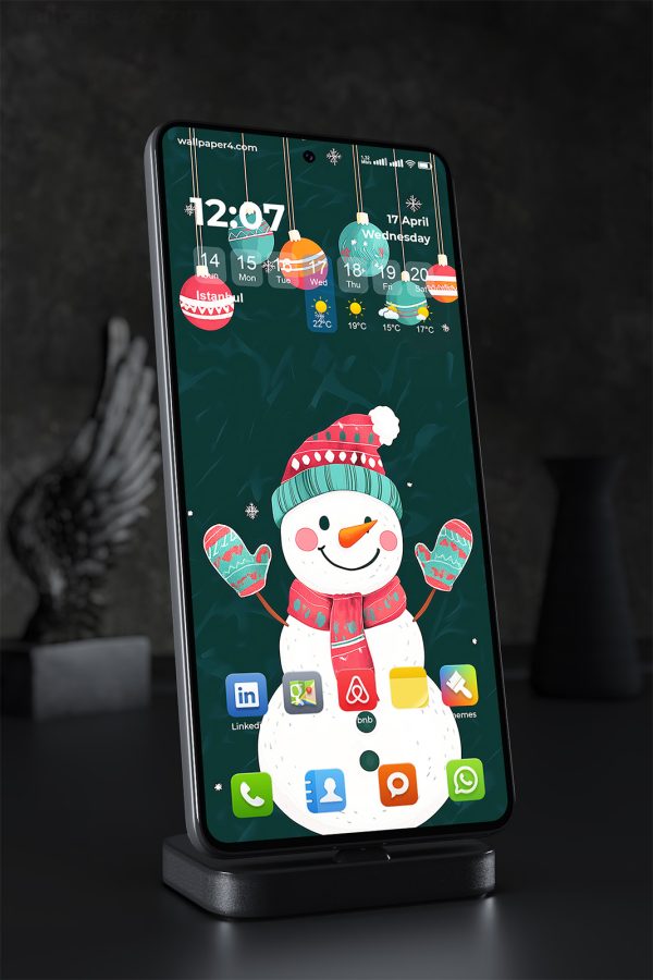 Phone Wallpaper 1391 - Cute Snowman Christmas Wallpaper for Phone