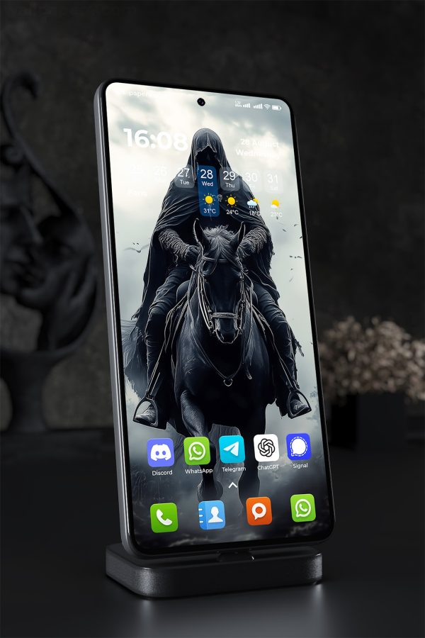 Phone Wallpaper 1404 - Dark Rider in Stormy Night Fantasy Art