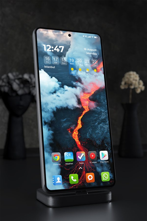 Phone Wallpaper 1420 - Dramatic Volcano Eruption with Flowing Lava