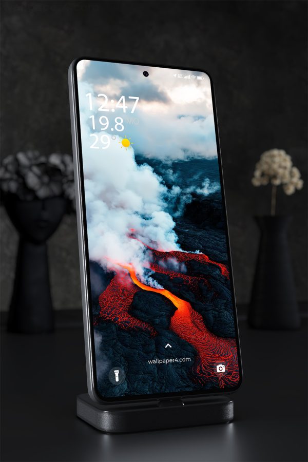 Mobile Wallpaper 1420 - Dramatic Volcano Eruption with Flowing Lava