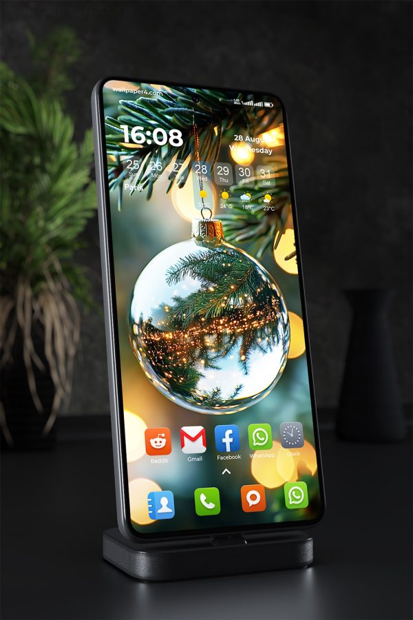 Mobile Wallpaper 1432 - Christmas Glass Ornament with Lights