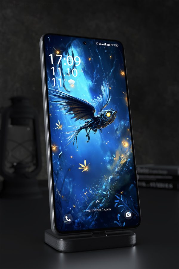 Phone Wallpaper 1439 - Magical Glowing Birds in Enchanted Forest
