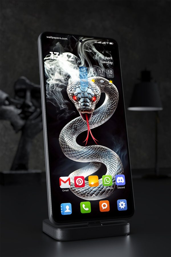 Phone Wallpaper 1443 - Dark Snake with Red Eyes and Smoke Effect