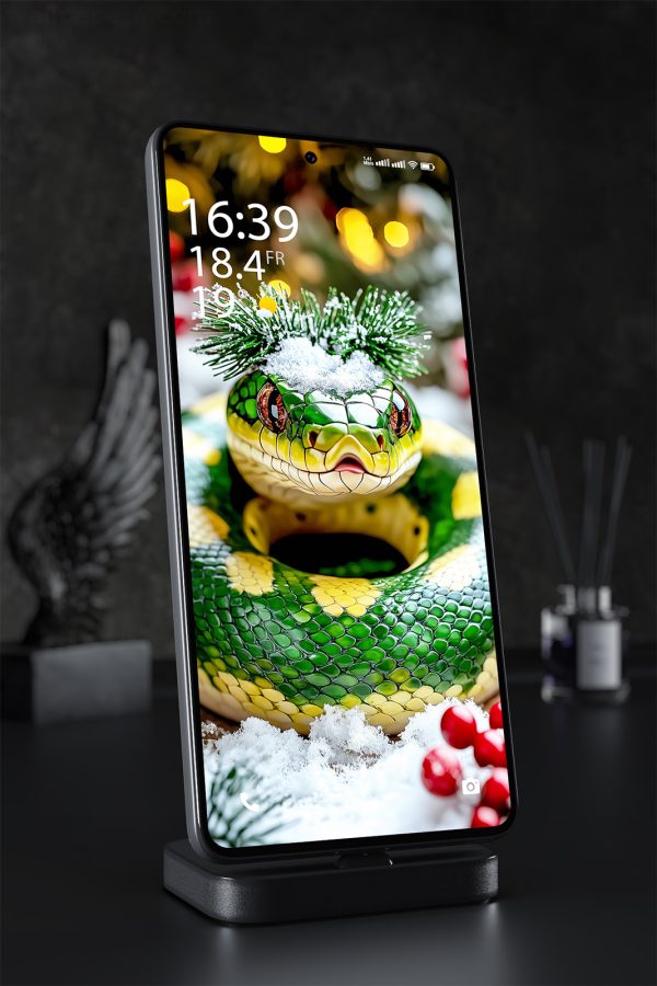 Phone Wallpaper 1476 - Festive Snake with Holiday Decor Wallpaper