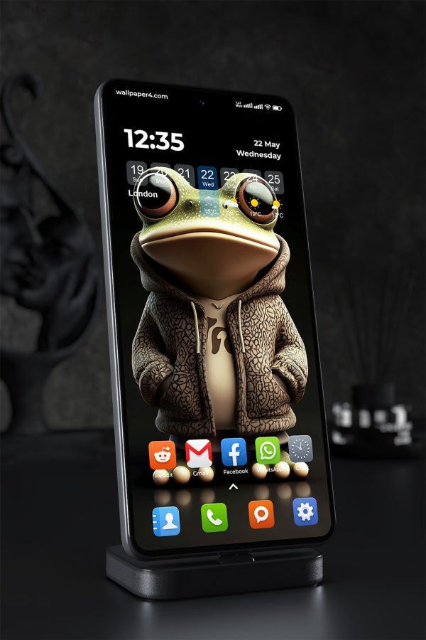 Phone Wallpaper 1479 - Cool Cartoon Frog in Hoodie Wallpaper