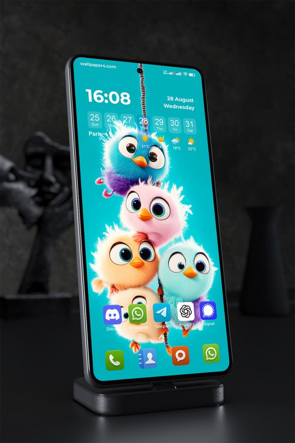 Phone Wallpaper 1501 - Cute Fluffy Cartoon Birds Wallpaper