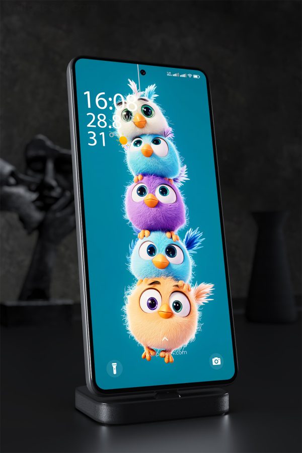 Mobile Wallpaper 1501 - Cute Fluffy Cartoon Birds Wallpaper