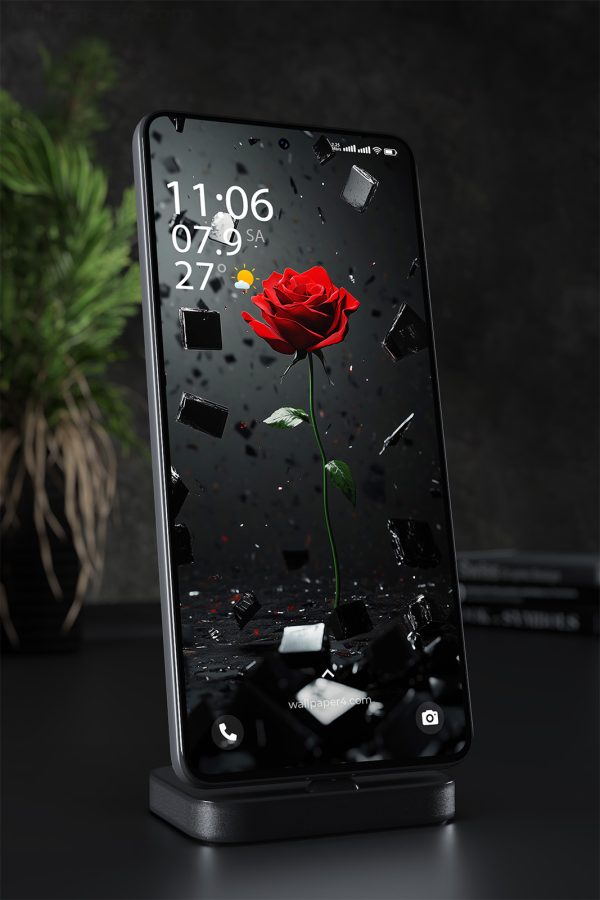 Phone Wallpaper 1534 - Red Rose in Dark Surreal Scene Wallpaper