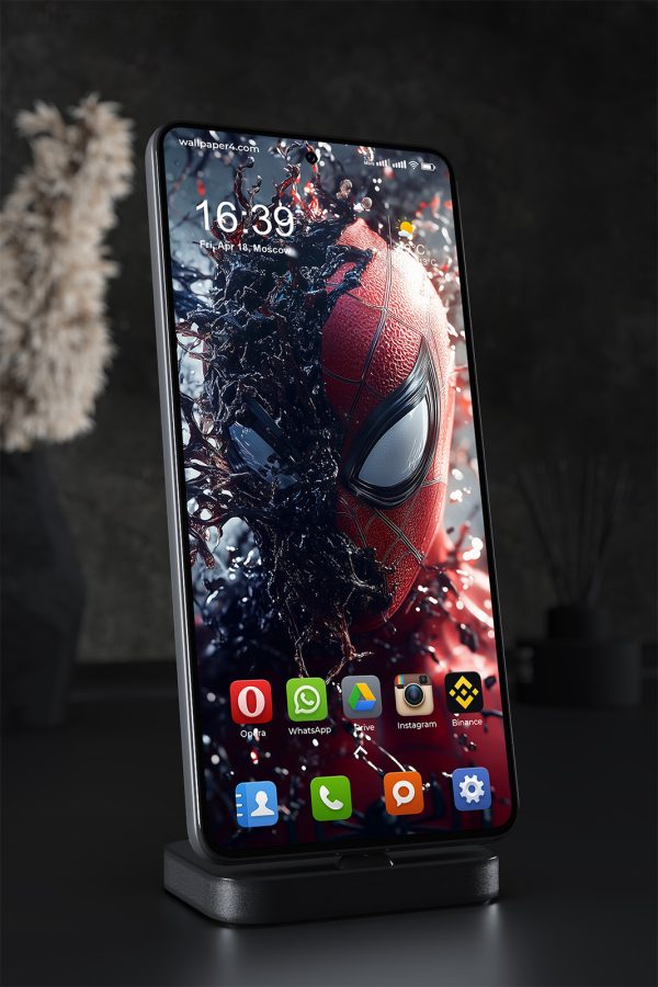 Phone Wallpaper 1540 - Dark Symbiote Merging with Spider Hero