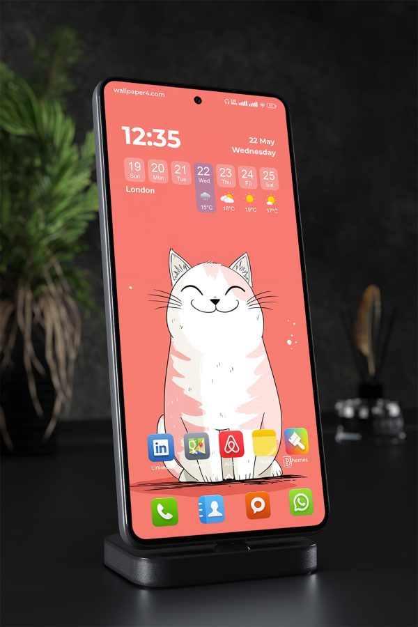 Phone Wallpaper 1560 - Cute Smiling Cat Cartoon Wallpaper