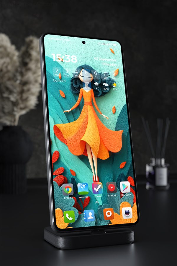 Phone Wallpaper 1605 - Dreamy Girl in Orange Dress Wallpaper