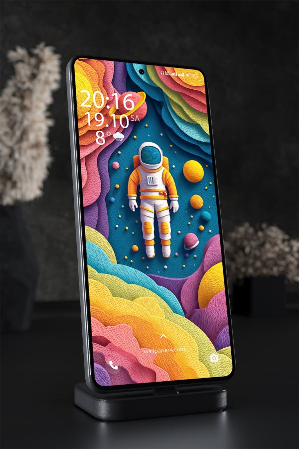 Mobile Wallpaper 1615 - Colorful Astronaut in Space Art Wallpaper