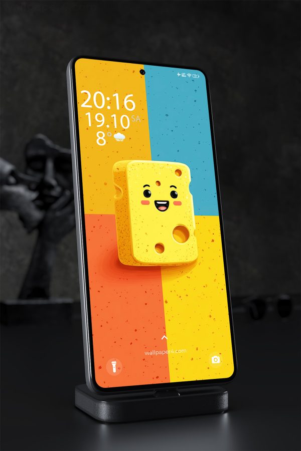 Mobile Wallpaper 1663 - Cute Cheese Block on Colorful Background