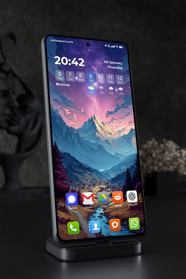 Phone Wallpaper 1667 - Fantasy Mountain Valley Under Starry Sky