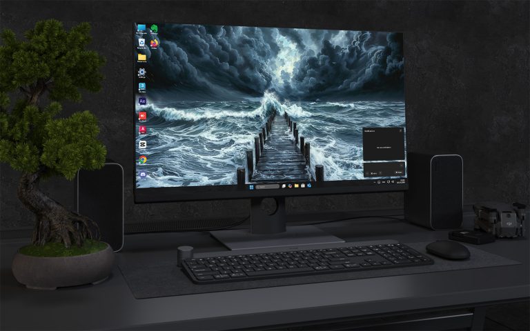 Laptop Wallpaper 1694 - Stormy Ocean Pier Desktop Wallpaper