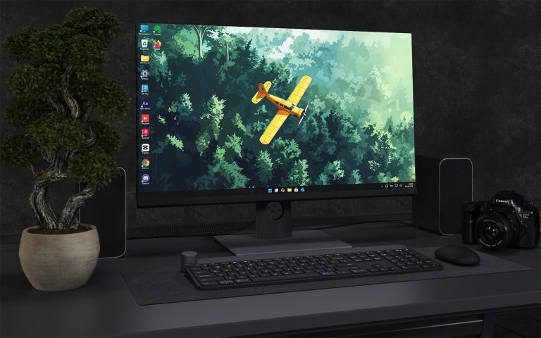 Desktop Wallpaper 1700 - Yellow Plane Over Forest Mountains