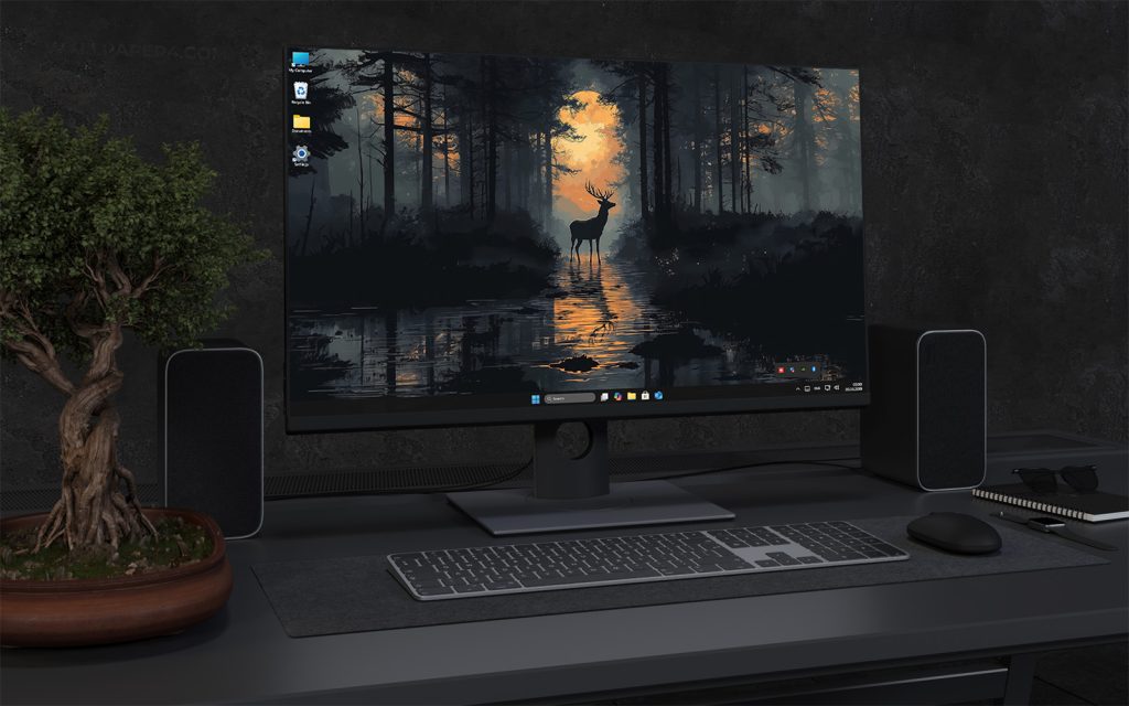 Laptop Wallpaper 1757 - Majestic Deer in Twilight Forest