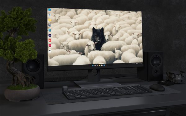 Desktop Wallpaper 1973 - Black Wolf Among Sheep Wallpaper