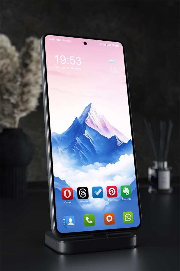 Phone Wallpaper 1709 - Majestic Mountain Peak in Pink Sunset Sky