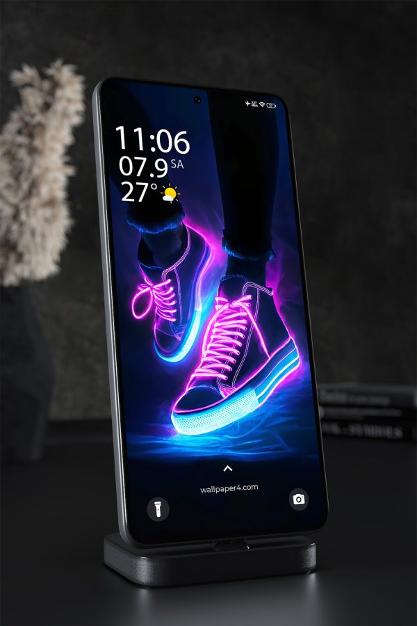 Phone Wallpaper 1978 - Neon Glow Sneakers in Cyberpunk Style