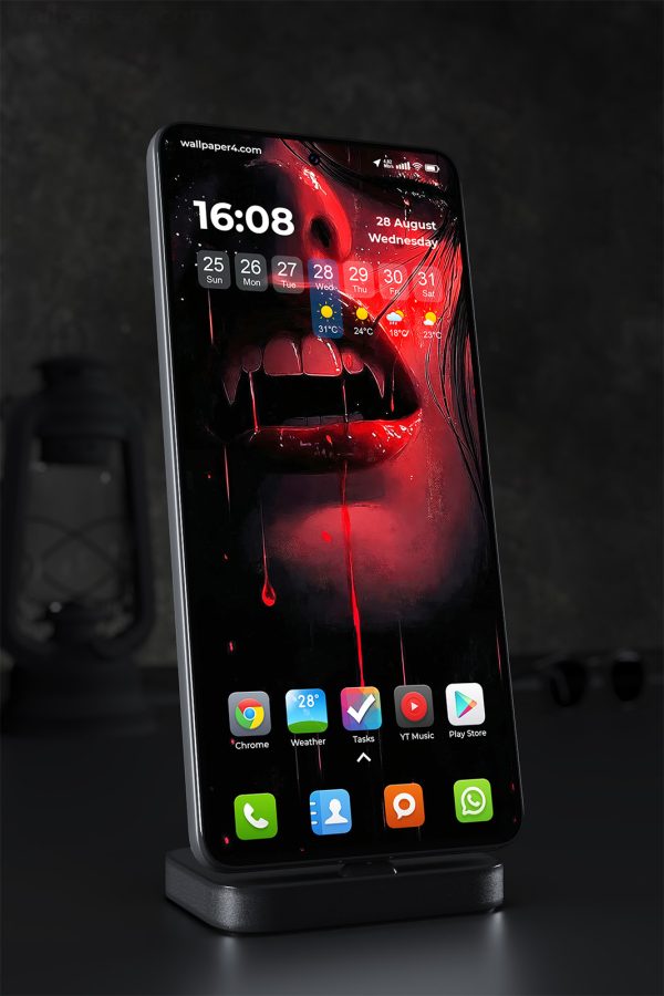 Mobile Wallpaper 1986 - Dark Vampire Lips with Blood Drops Art