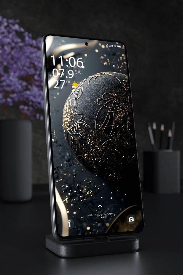 Mobile Wallpaper 2019 - Luxury Black and Gold Abstract Sphere