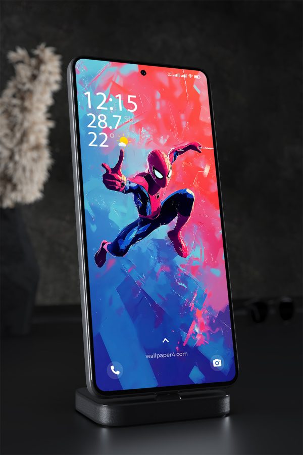 Phone Wallpaper 2070 - Spiderman in Action Digital Art Wallpaper