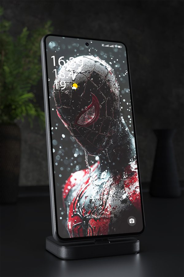 Phone Wallpaper 2119 - Dark Spider-Man in the Rain – Epic Superhero Art