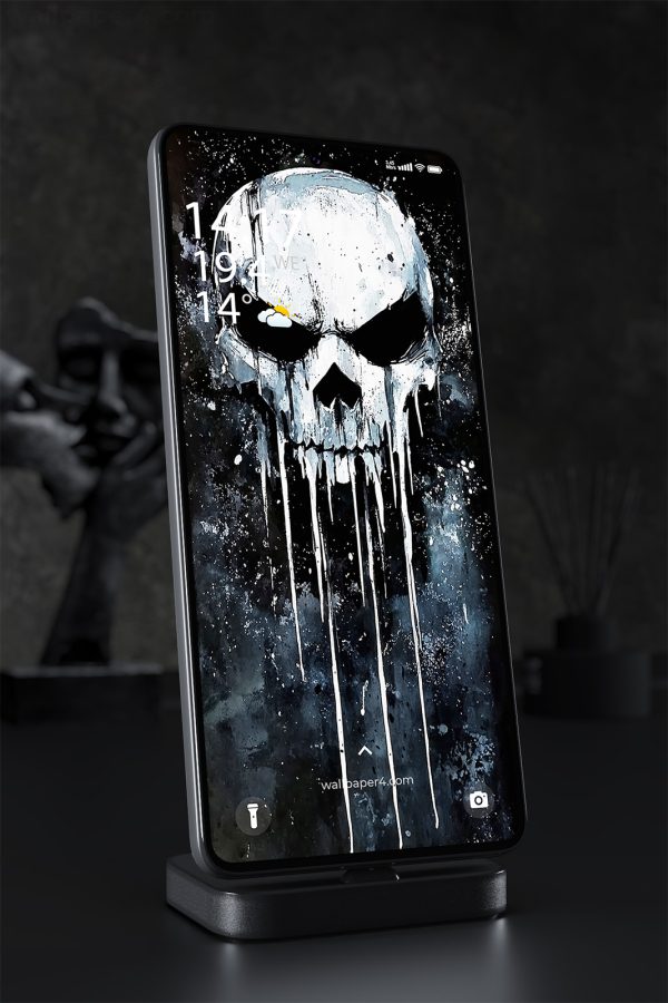Phone Wallpaper 2127 - Punisher Skull Grunge Art Dark Wallpaper