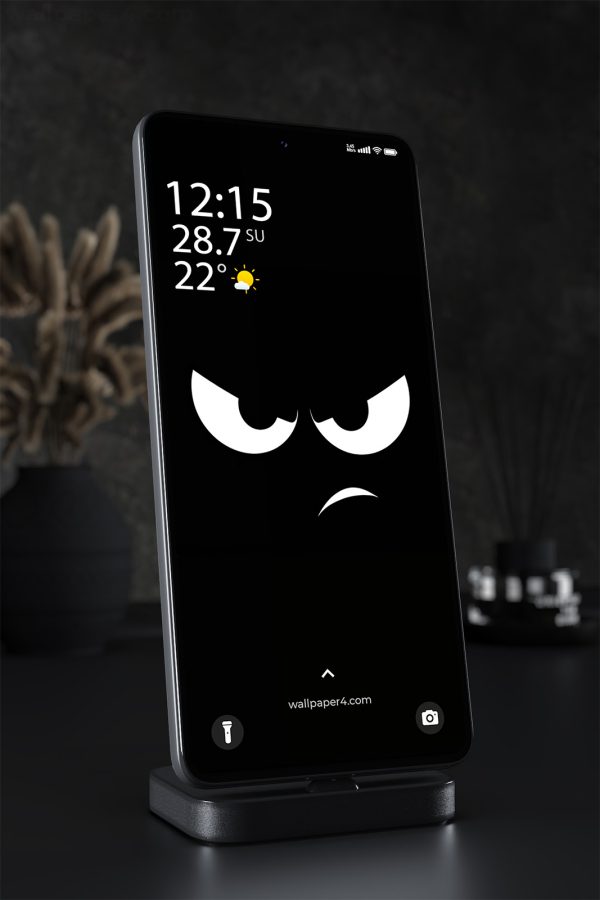 Phone Wallpaper 2133 - Angry Face Minimalist Dark Wallpaper