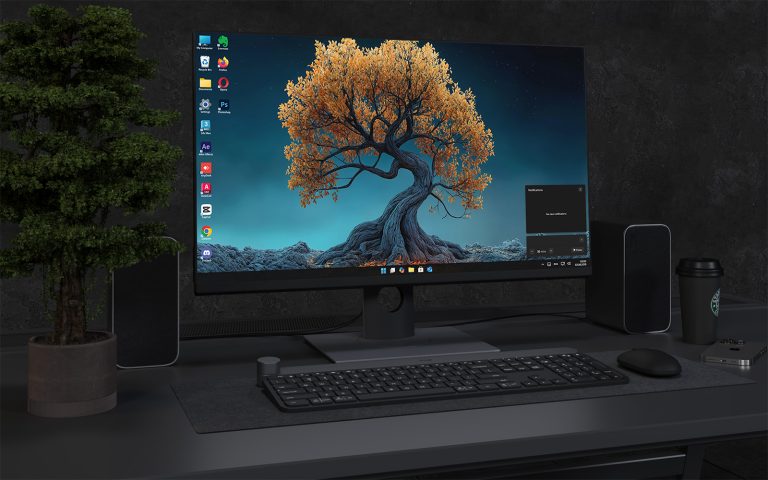 Desktop Wallpaper 2429 - Mystic Autumn Tree Under Starry Night Sky