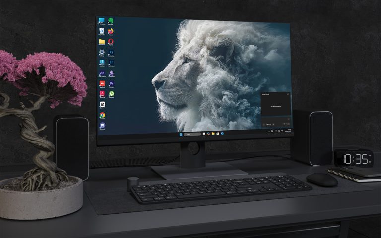 Desktop Wallpaper 2488 - Majestic Lion Emerging from Mystic Smoke