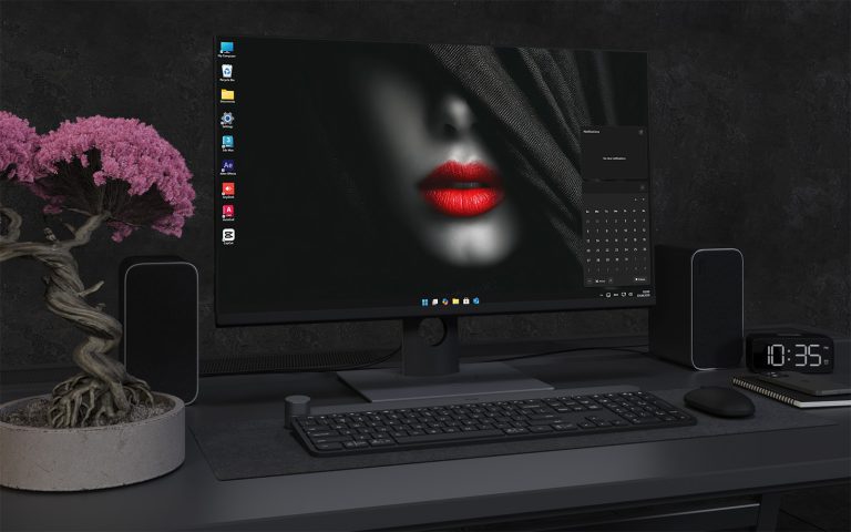 Desktop Wallpaper 2540 - Dark Mysterious Face with Red Lips Wallpaper