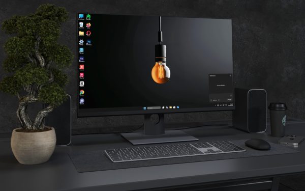 Desktop Wallpaper 2662 - Minimal Dark Light Bulb Glow Wallpaper