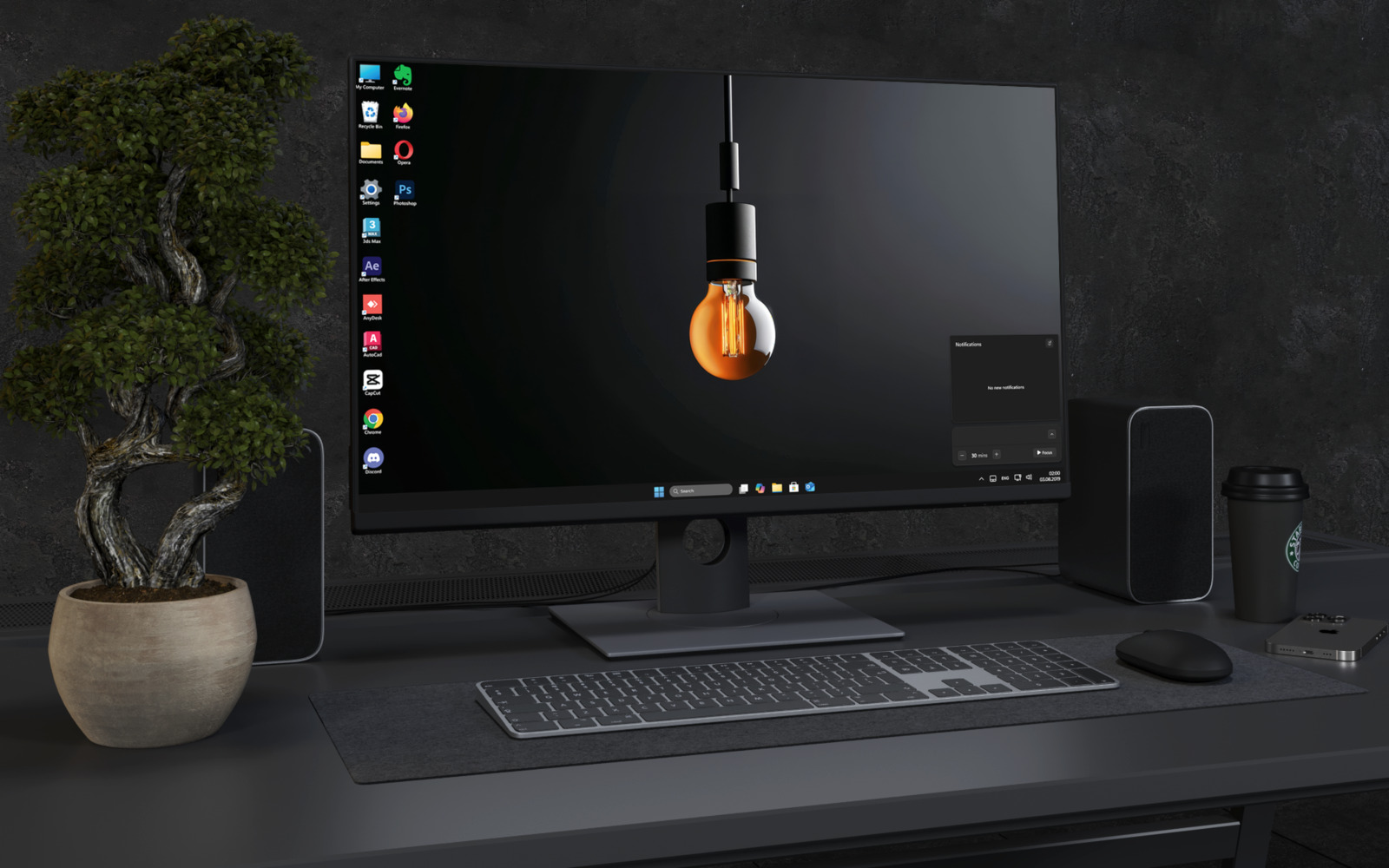 Desktop Wallpaper 2662 - Minimal Dark Light Bulb Glow Wallpaper