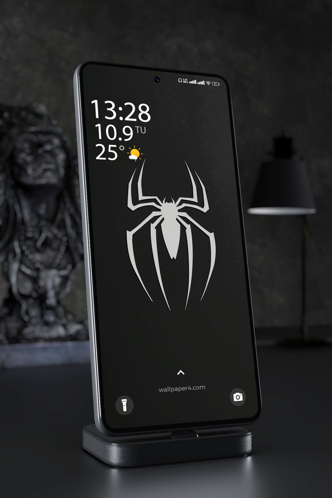 Phone Wallpaper 2424 - Minimalist Spider Symbol Dark Superhero Design