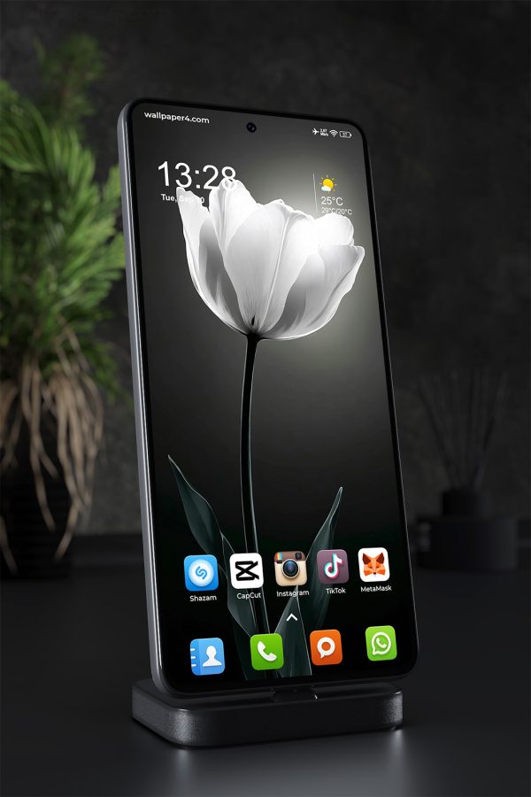 Mobile Wallpaper 2444 - Elegant White Tulip in Dark Minimal Light