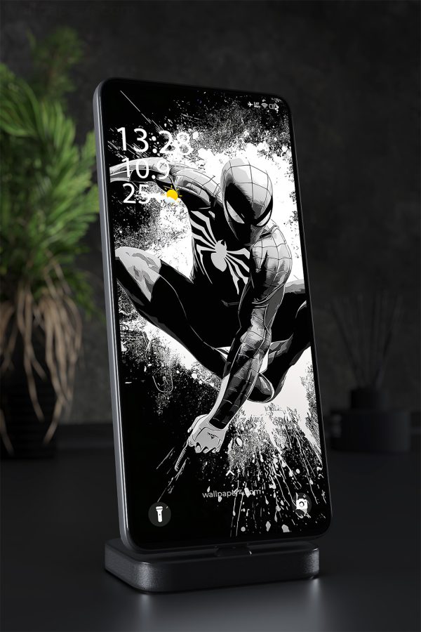 Phone Wallpaper 2456 - Black Suit Spider-Man Dynamic Action Art|Mobile Wallpaper 2456 - Black Suit Spider-Man Dynamic Action Art