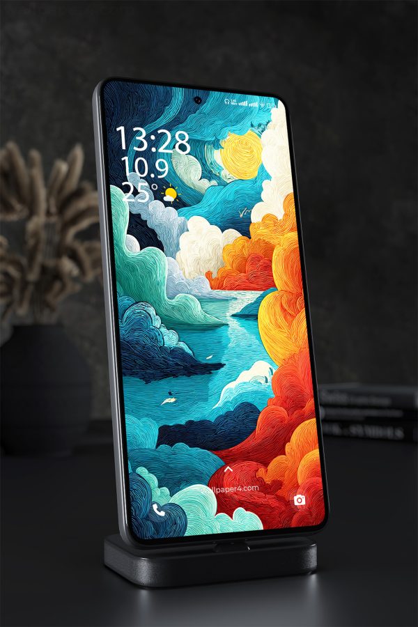 Phone Wallpaper 2469 - Abstract Ocean Waves and Sun Artistic Landscape