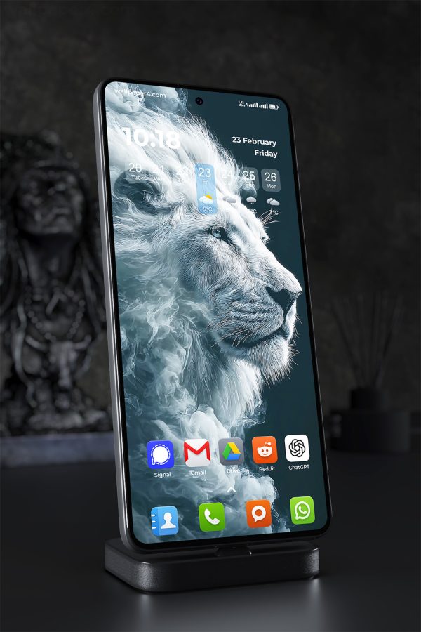 Mobile Wallpaper 2485 - Majestic Lion in Smoke Artistic Blue Portrait