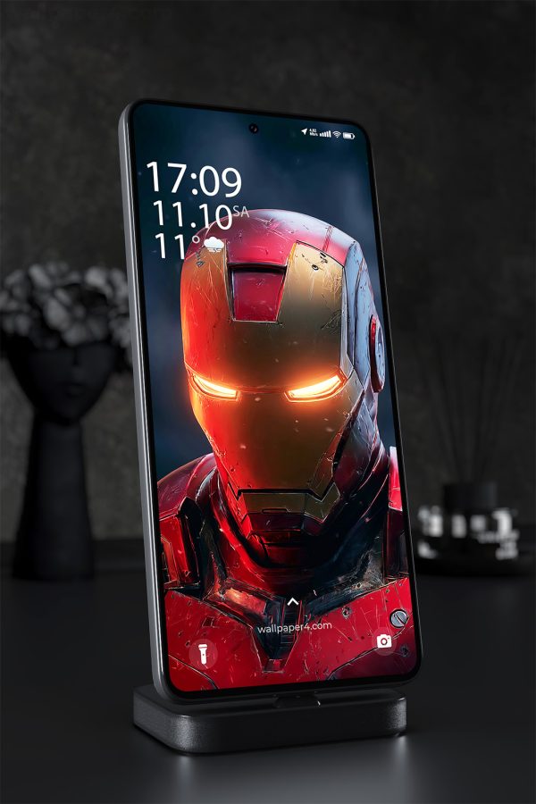 Phone Wallpaper 2493 - Iron Man Helmet Close-Up Dark Cinematic Glow