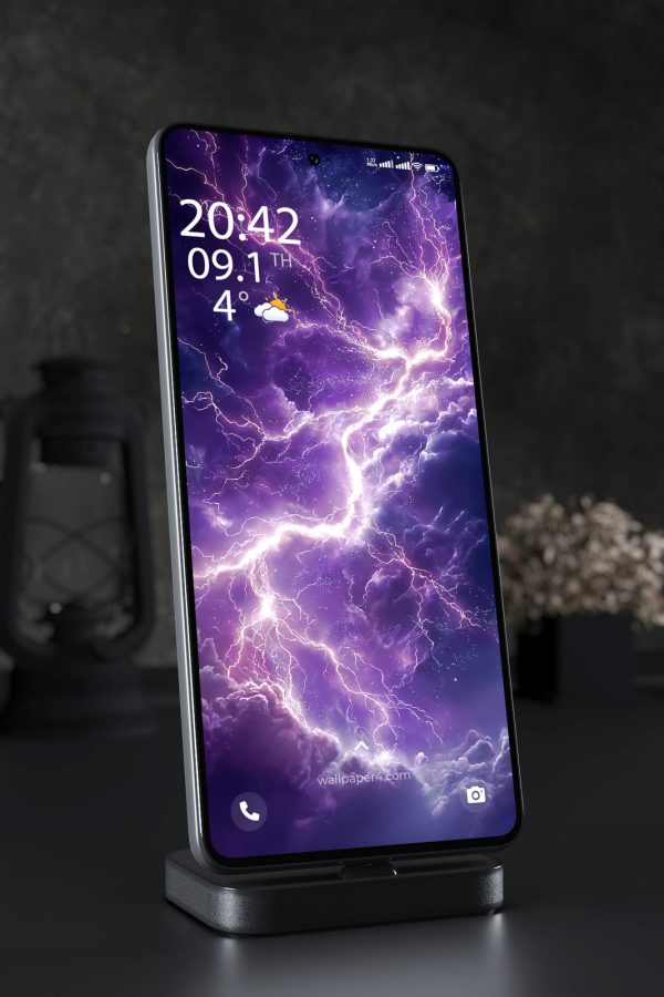 Phone Wallpaper 2560 - Purple Lightning Storm in Cosmic Clouds
