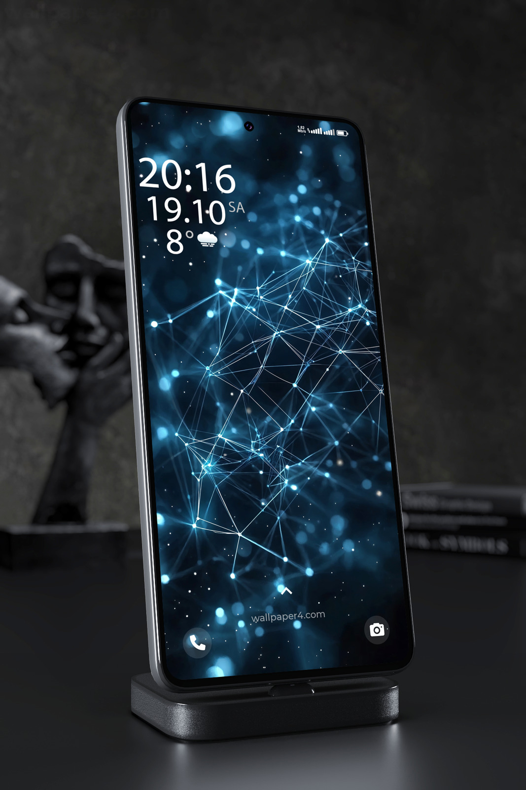 Phone Wallpaper 2575 - Futuristic Blue Network Connections Abstract