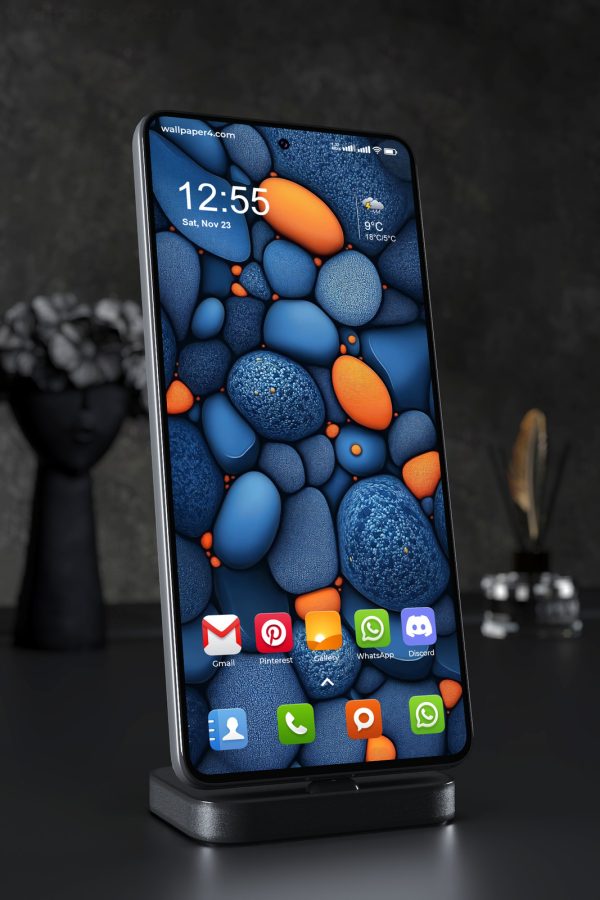 Phone Wallpaper 2578 - Abstract Blue and Orange Stone Texture Design