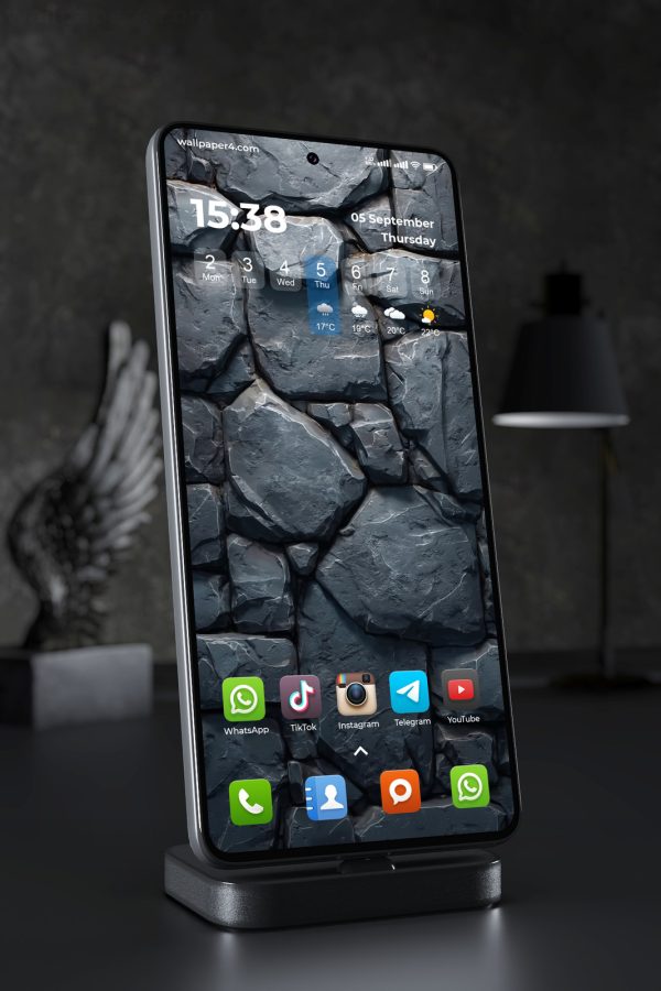 Phone Wallpaper 2628 - Dark Stone Wall Texture Minimal Background