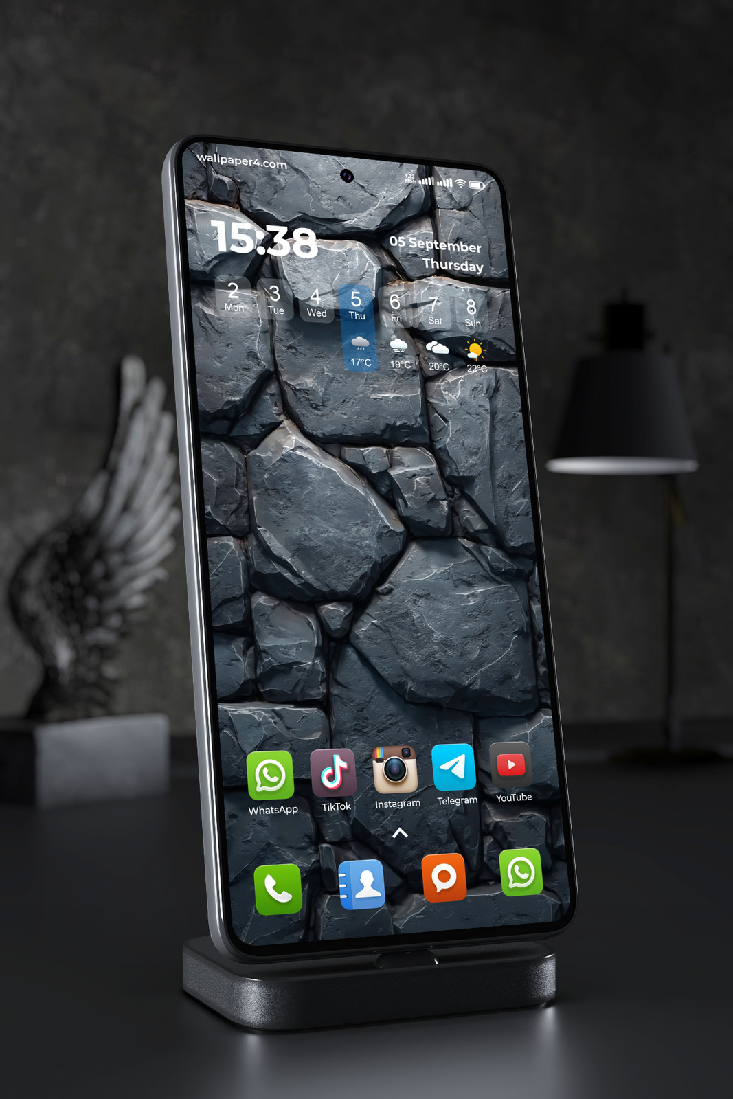 Phone Wallpaper 2628 - Dark Stone Wall Texture Minimal Background